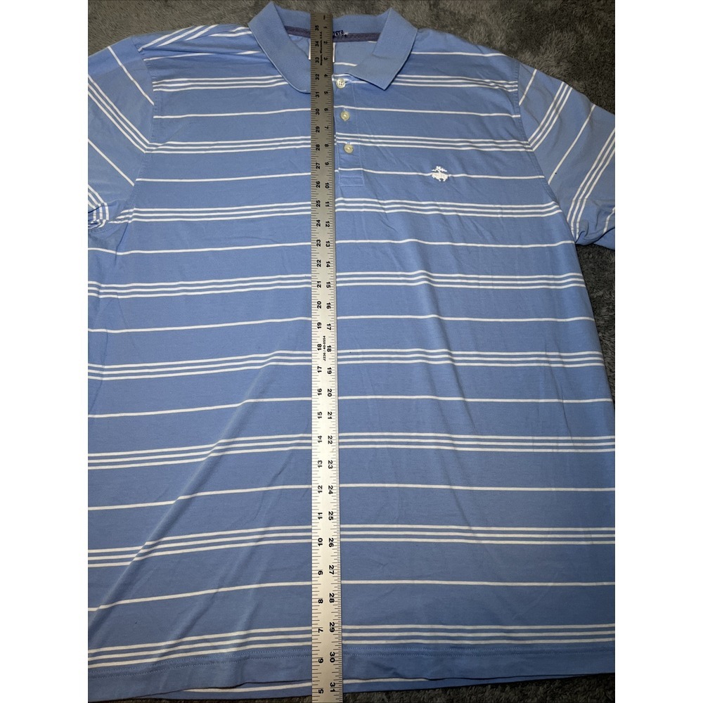 Brooks Brothers Men's SZ 2XL 1818 Cotton Short Sleeve Blue White Striped Polo - Picture 10 of 15